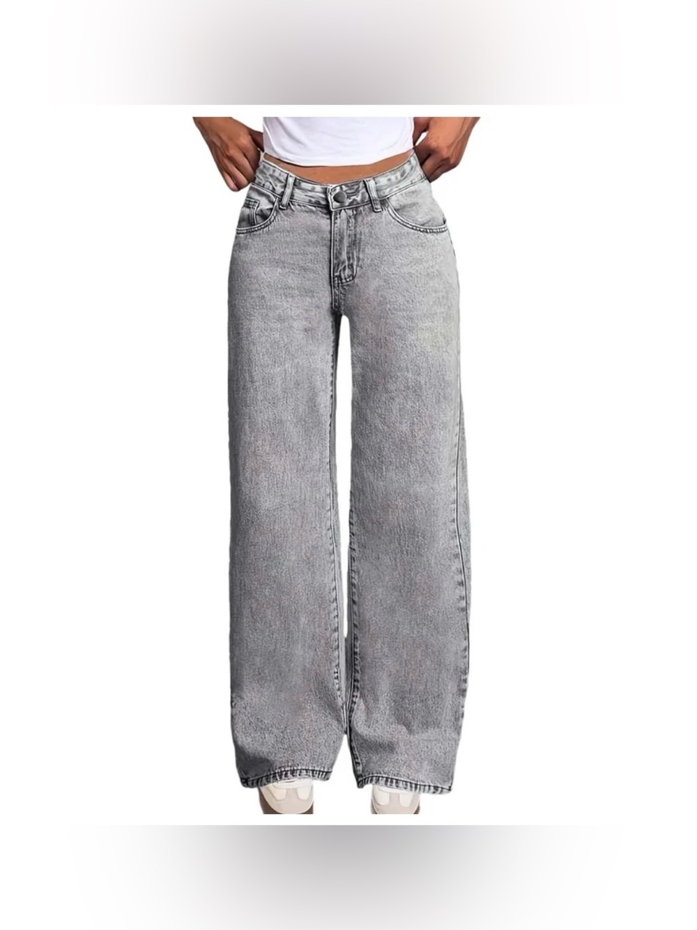 Divided Wide-Leg High-Rise Jeans - Light Gray